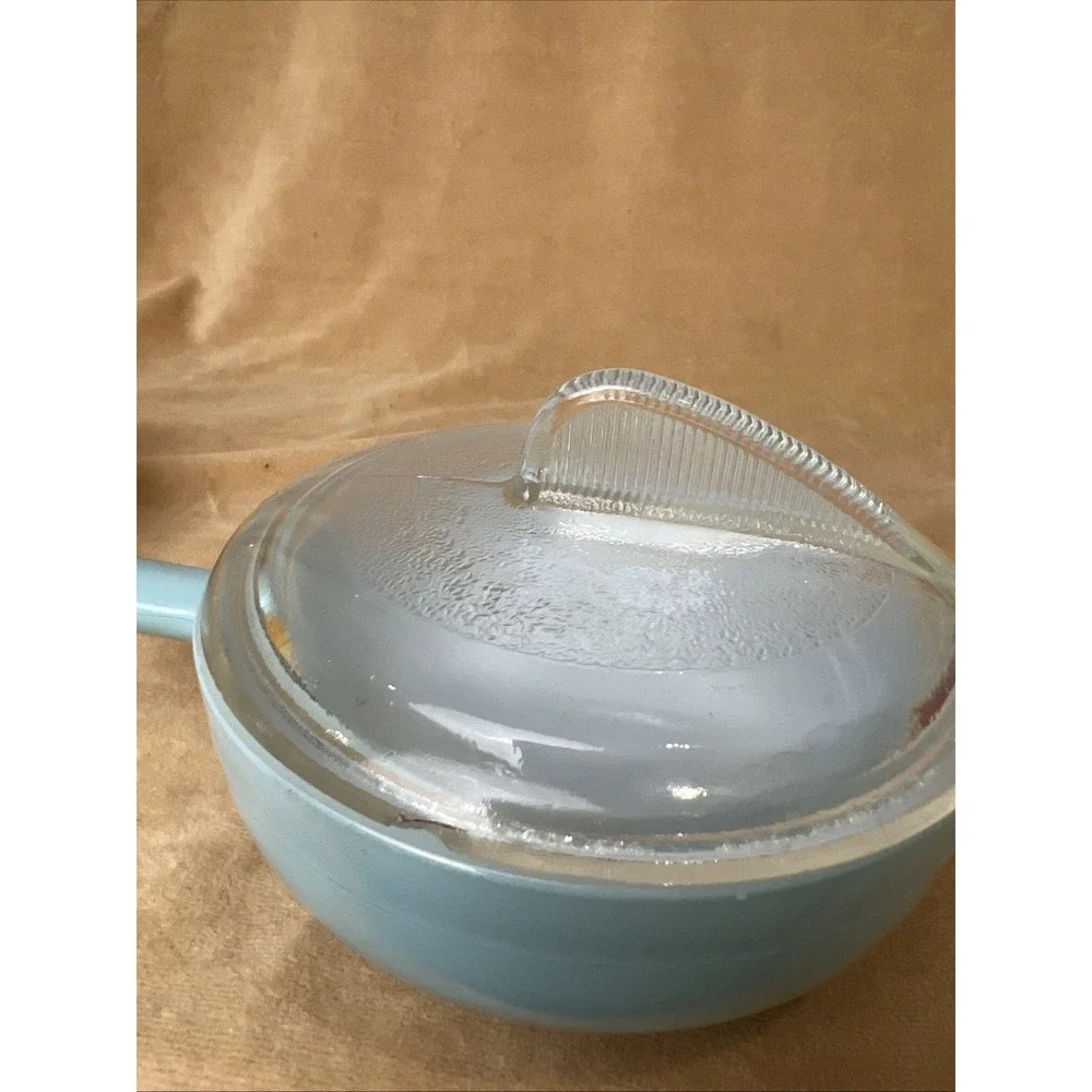 GLASBAKE GLASS CASSEROLE BOWL SET OF 4 W/ 3 LIDS VINTAGE 1950's MCM